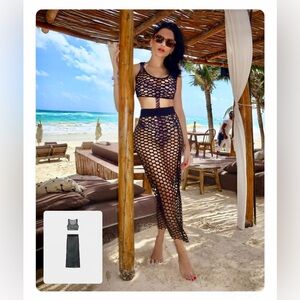 Black crochet Cover-Up top & bottom. New with tags